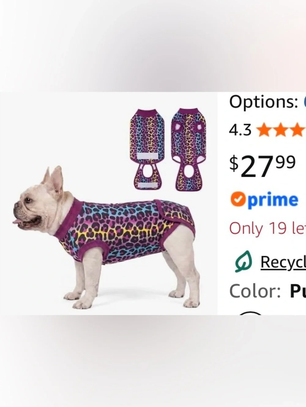 Bright Leopard Print Dog Recovery Post Op Suit